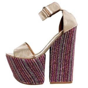JEFFREY CAMPBELL Forget Gold & Glitter shoes, 8.5